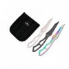 JEU 3 COUTEAUX LANCER THIRD 8,5CM INOX + ETUI